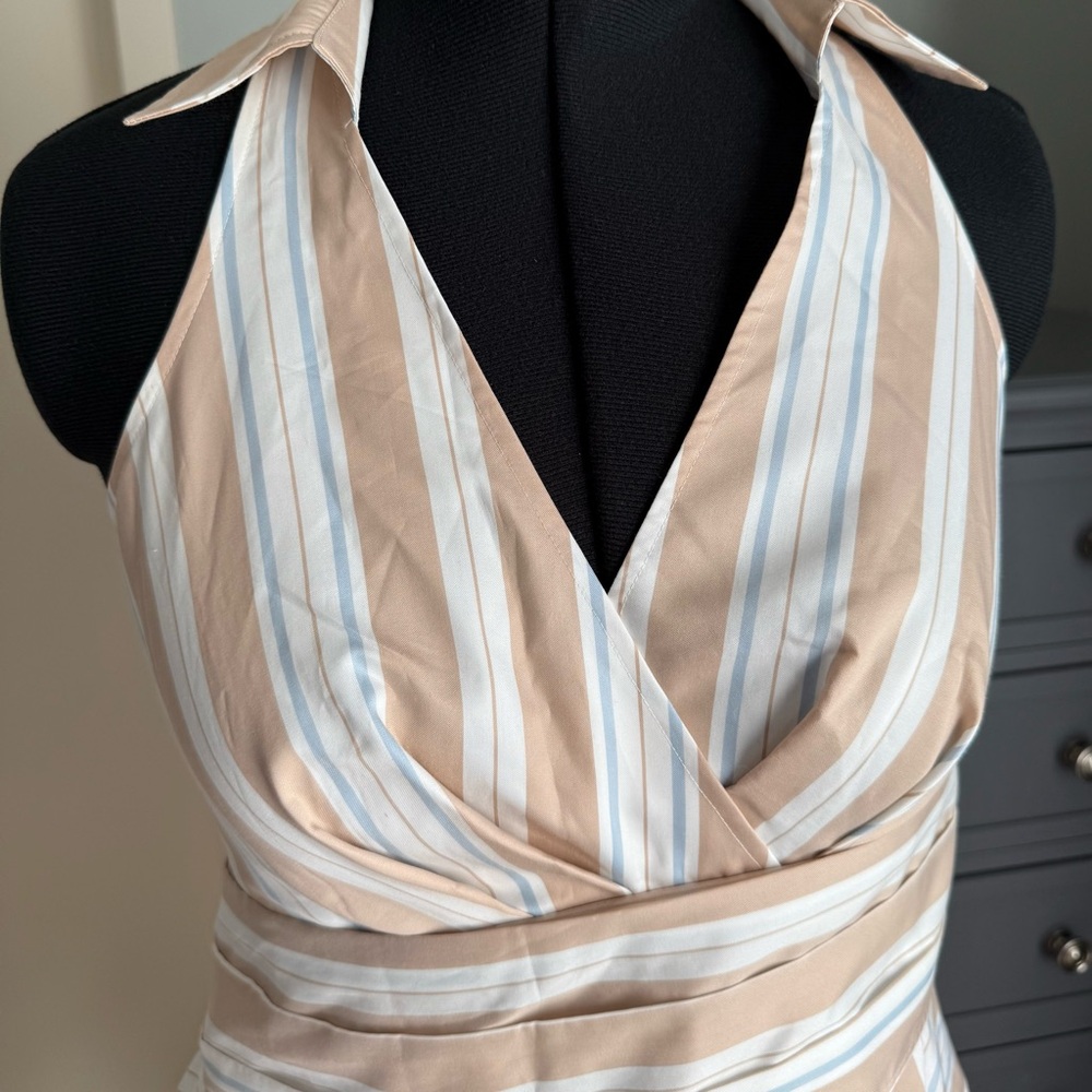 Maeve Anthropologie Halter Dress in Cream and White - Picture 9 of 15